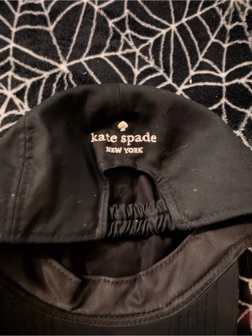 kate spade black embroidered spade baseball hat
